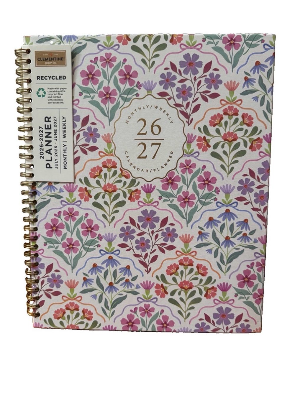 Clementine Paper inc. 12 month Large Size Planner 11x9”Pink Floral 2026-2027